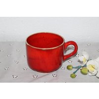 Große Rote Tasse Getöpferter Kaffeepott Teepott Keramik Große Rote Tasse Getöpferter Kaffeepott Teepott Keramik von BendelartShop