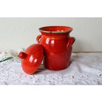 Roter Vorratstopf Extra Groß Tontopf Keramik Rot Getöpfert von BendelartShop