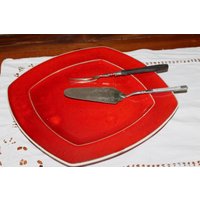 Servierplatte Teller Kuchenplatte Käseplatte Wurstplatte Rote Keramik Servierplatte Teller Kuchenplatte Käseplatte Wurstplatte Rote Keramik von BendelartShop