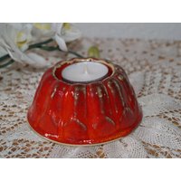 Teelichthalter Kerzenständer Keramik Rot Getöpfert von BendelartShop