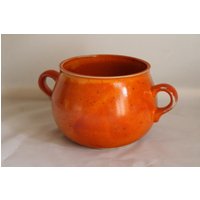 Tontopf Für Suppe Oder Nudeln Keramik Topf Orange Getöpfert Zwiebeltopf Kartoffeltopf von BendelartShop