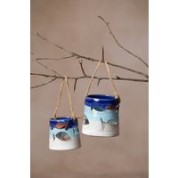 Keramik Teelichthalter | 2Er Set „Fisch"-Motiv Verziert Kerzenhalter Handgemacht Aus Getöpfert Handbemalt Designer Stück von Bendenise