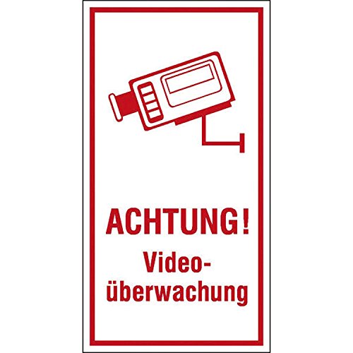 Hinweisschild "ACHTUNG! Videoüberwachung" | Symbol: Kamera | 300x200 mm | weiß/rot | 1 Stück von Bender