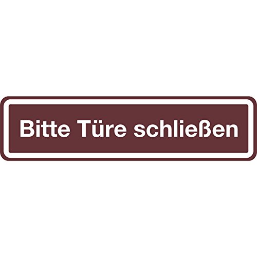 Hinweisschild "Bitte Türe schließen" | selbstklebend | 200x48 mm | dunkel-braun | 1 Stück von Bender