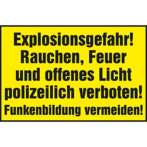Verbotsschild "Explosionsgefahr! Rauchen, Feuer und offenes Licht…" | 250x150 mm | gelb/schwarz | 1 Stück von Bender