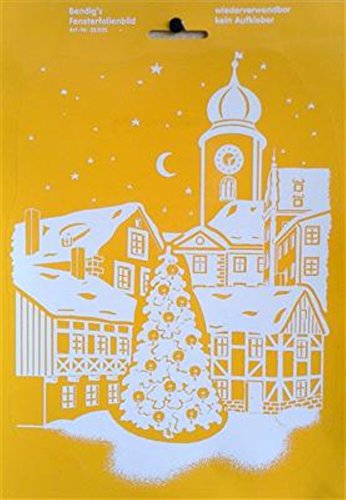 Fensterbild - Dorf mit Weihnachtsbaum bei Nacht 24 x 34 cm Fensterbild - Dorf mit Weihnachtsbaum bei Nacht 24 x 34 cm von Bendig