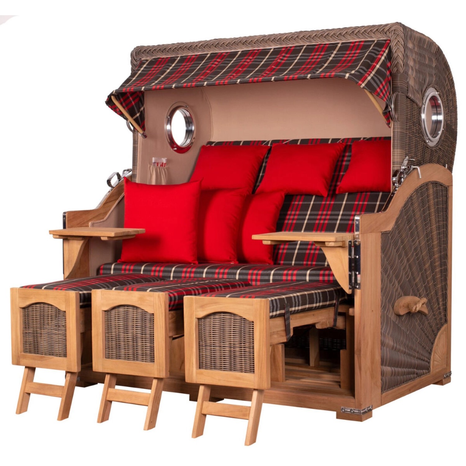 bene living Strandkorb Komplettset Ammersee Grande XXL Teak Bullauge PE grau Modell 529 bene living Strandkorb Komplettset Ammersee Grande XXL Teak Bullauge PE grau Modell 529 von Bene Living
