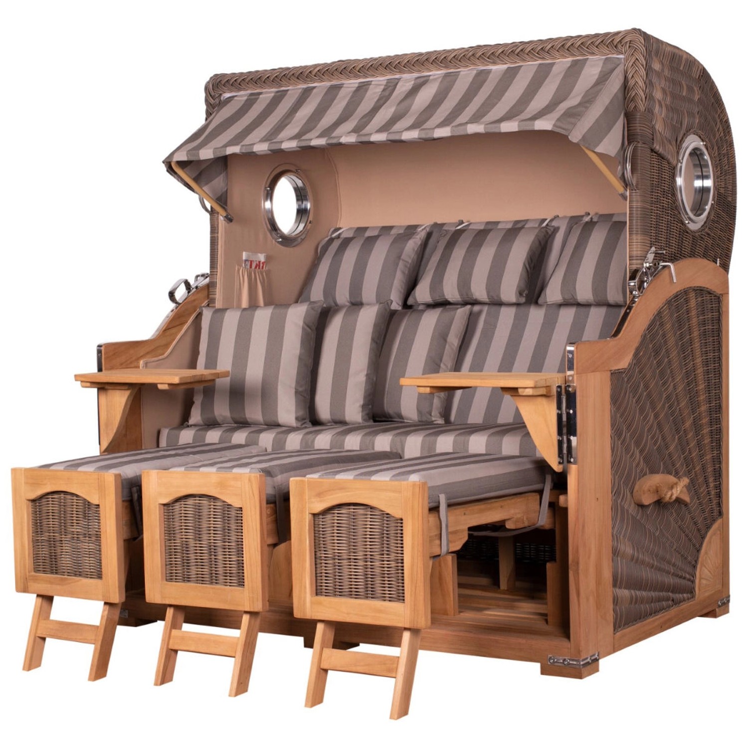 bene living Strandkorb Komplettset Ammersee Grande XXL Teak Bullauge PE grau Modell 537 bene living Strandkorb Komplettset Ammersee Grande XXL Teak Bullauge PE grau Modell 537 von Bene Living