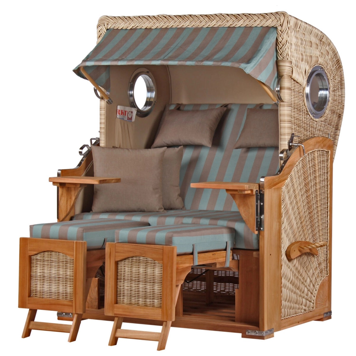 bene living Strandkorb Komplettset Ammersee Teak Bullauge PE Shell Modell 520 bene living Strandkorb Komplettset Ammersee Teak Bullauge PE Shell Modell 520 von Bene Living