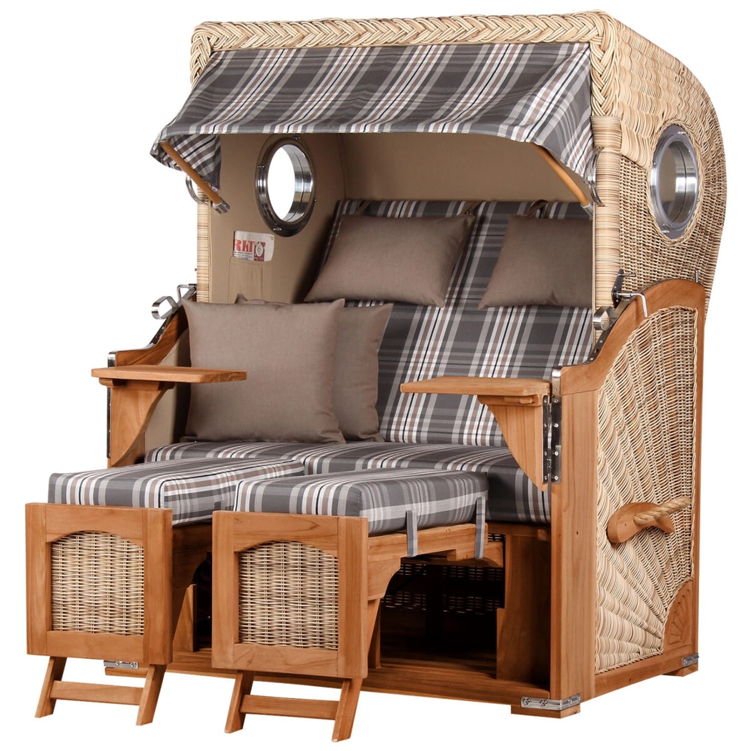 bene living Strandkorb Komplettset Ammersee Teak Bullauge PE Shell Modell 522 bene living Strandkorb Komplettset Ammersee Teak Bullauge PE Shell Modell 522 von Bene Living