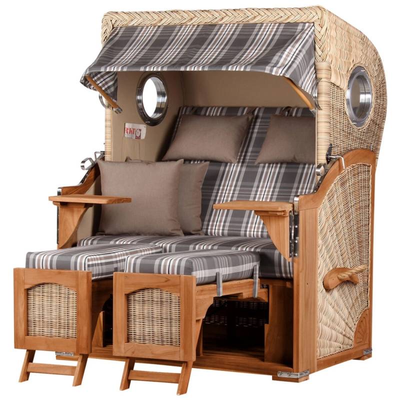 bene living Strandkorb Komplettset Ammersee Teak Bullauge PE Shell Modell 522 von Bene Living