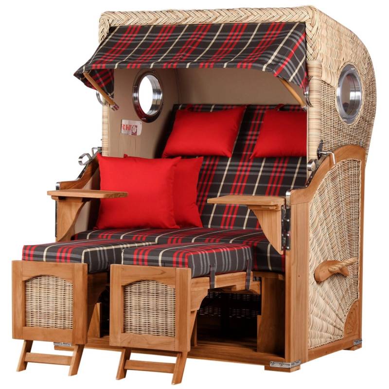 bene living Strandkorb Komplettset Ammersee Teak Bullauge PE Shell Modell 529 von Bene Living