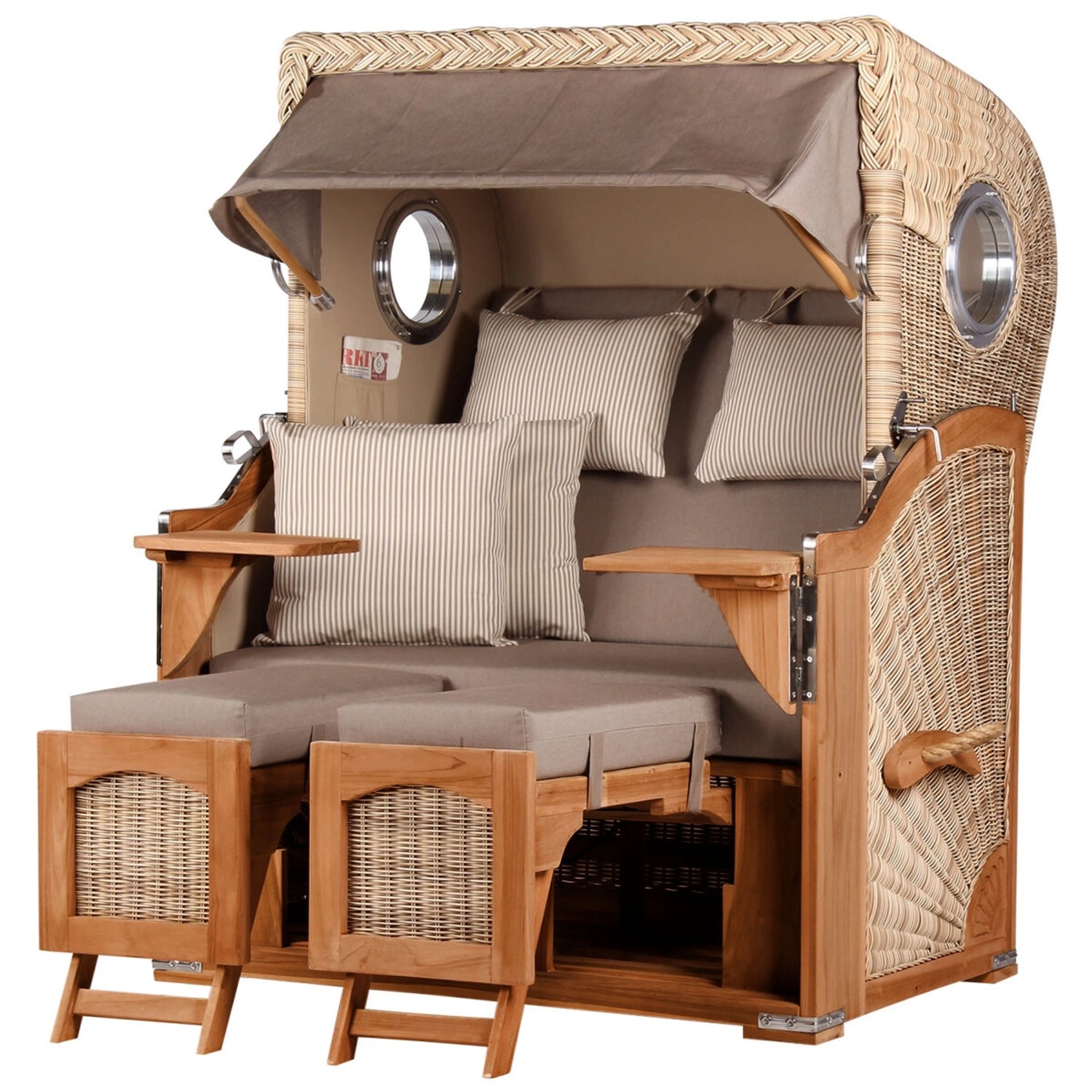 bene living Strandkorb Komplettset Ammersee Teak Bullauge PE Shell Modell 534 bene living Strandkorb Komplettset Ammersee Teak Bullauge PE Shell Modell 534 von Bene Living