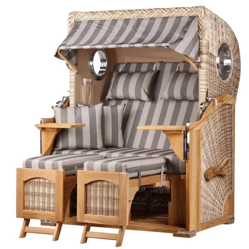 bene living Strandkorb Komplettset Ammersee Teak Bullauge PE Shell Modell 537 von Bene Living