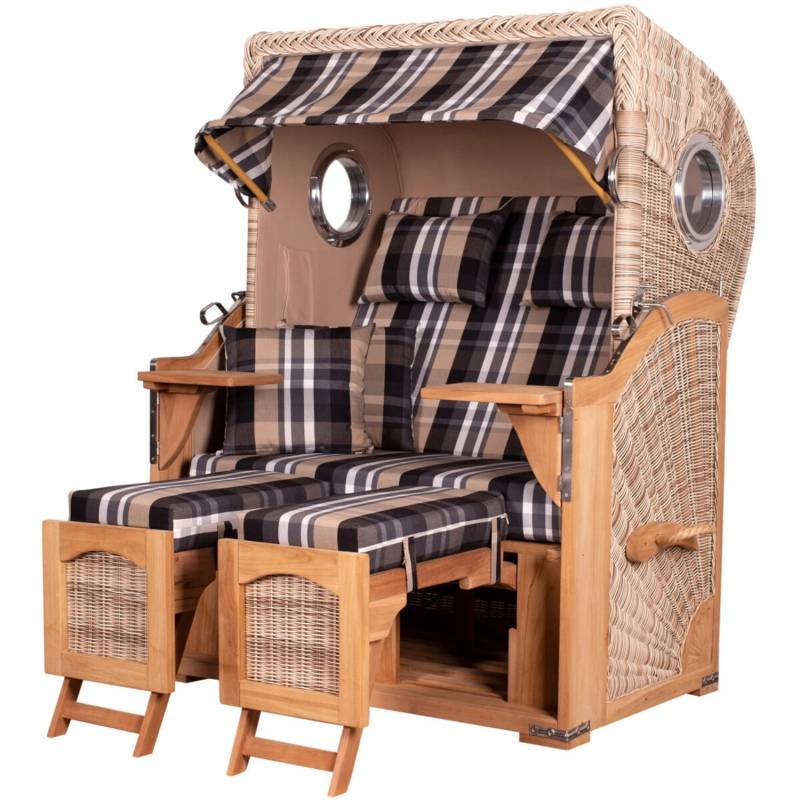 bene living Strandkorb Komplettset Ammersee Teak Bullauge PE Shell Modell 583 von Bene Living