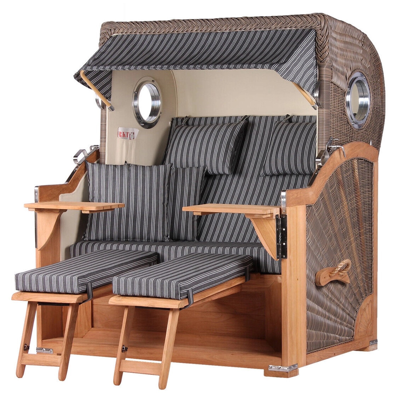 bene living Strandkorb Komplettset Königssee Teak Bullauge PE Grau Modell 500 bene living Strandkorb Komplettset Königssee Teak Bullauge PE Grau Modell 500 von Bene Living