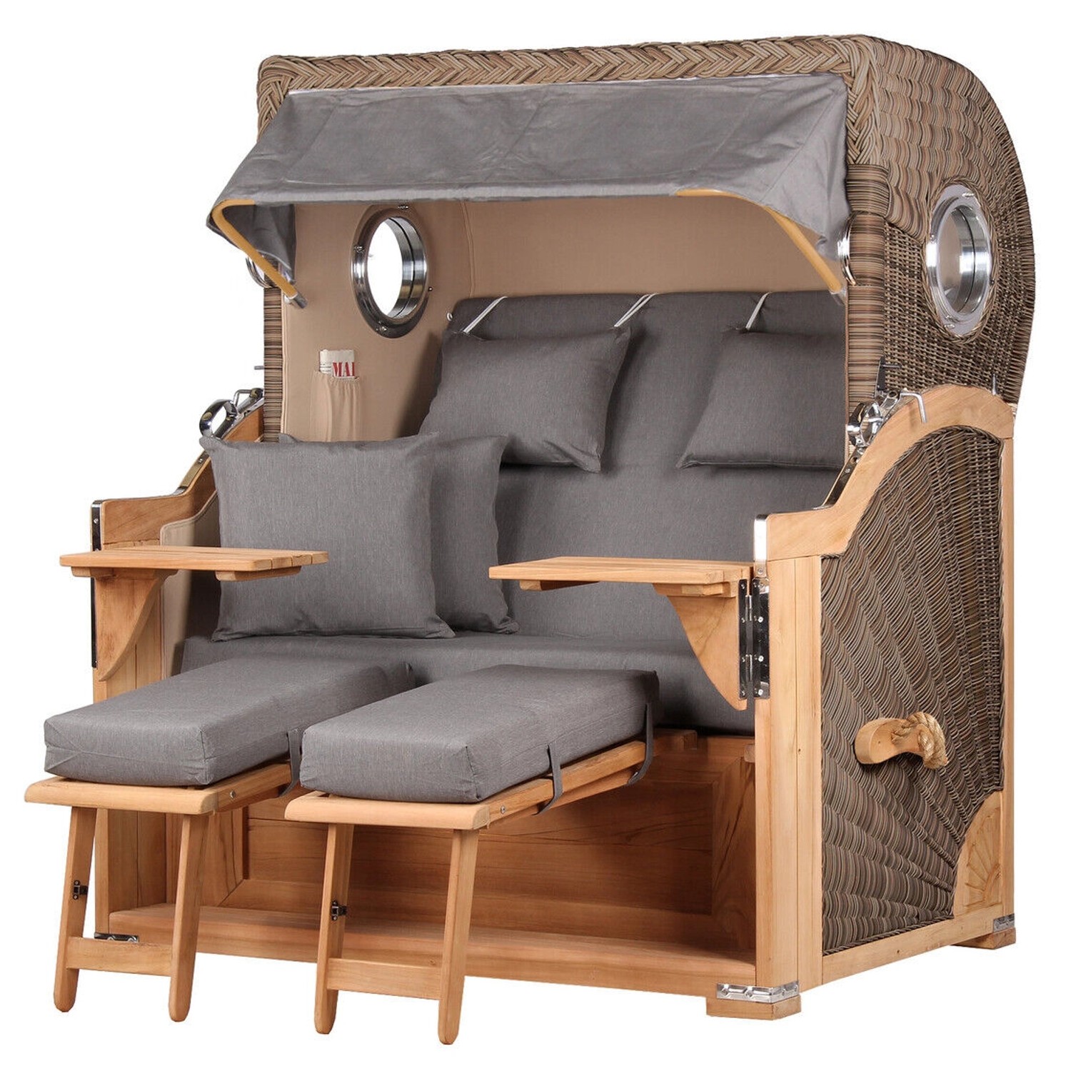 bene living Strandkorb Komplettset Königssee Teak Bullauge PE Grau Modell 551 bene living Strandkorb Komplettset Königssee Teak Bullauge PE Grau Modell 551 von Bene Living