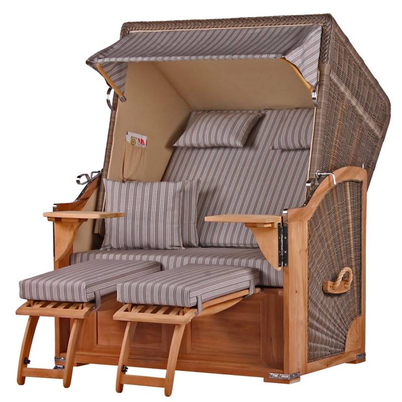 bene living Strandkorb Komplettset Schaalsee Teak PE grau Modell 501 von Bene Living
