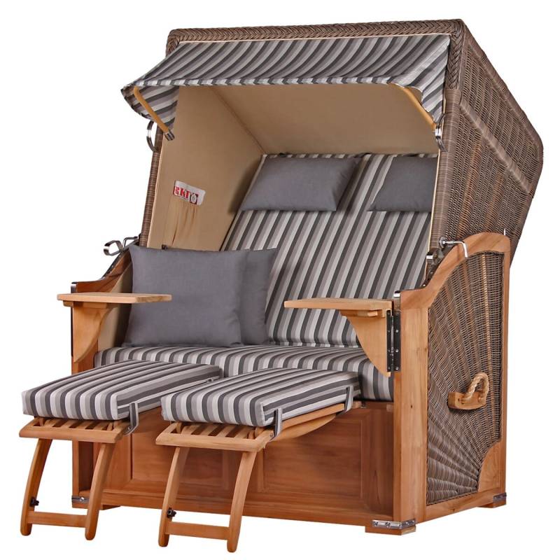 bene living Strandkorb Komplettset Schaalsee Teak PE grau Modell 545 von Bene Living