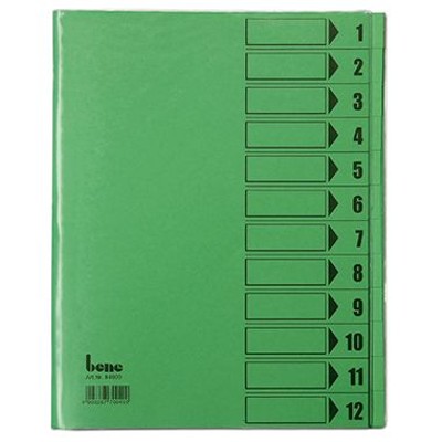 Ordnungsmappe 084800GN DIN A4 12 Fächer PVC grün von Bene