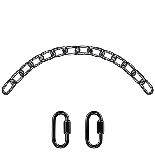 BeneLabel 1 x 71,1 cm schwarze robuste Hängeketten mit 2 Karabinern, 453,6 kg Kapazität, Hängematte, Stuhl, Hardware-Verlängerungskette für Schaukel-Hängesessel, Boxsäcke von BeneLabel