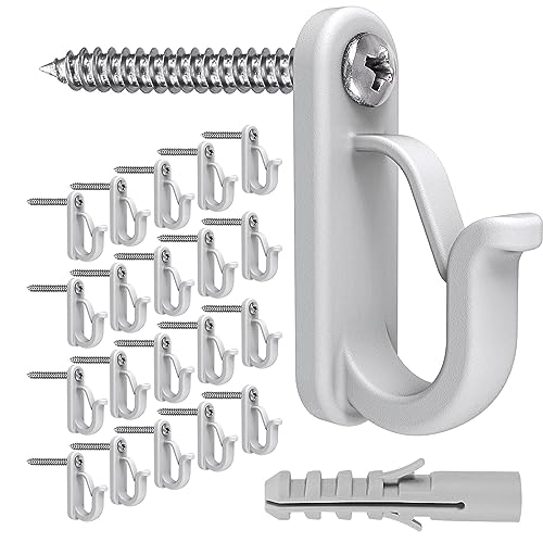 BeneLabel Screw Hooks for Outdoor String Lights and Decorations - Easy to Install and Remove - Rust-Resistant - Holds up to 22 lbs Each - White von BeneLabel