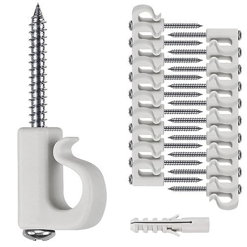BeneLabel 20-Pack Screw Hooks for Outdoor String Lights and Decorations - Easy to Install and Remove - Rust-Resistant - Holds up to 22 lbs Each - White von BeneLabel