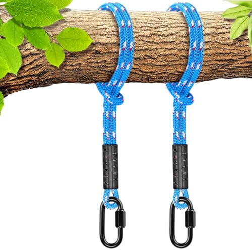 BeneLabel 2er Schaukel Aufhängung Seil, 120cm Hängematte BaumBefestigung Gurt Hängesessel Balkenbefestigung mit Karabiner für Indoor Outdoor Baumschaukel Nestschaukel, 1134kg/10mm Durchmesser, Blau von BeneLabel