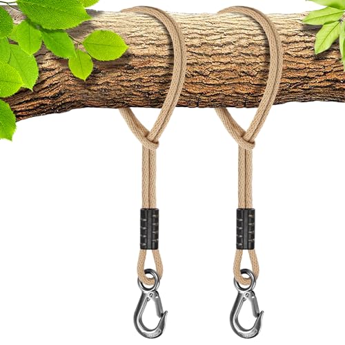 BeneLabel 2er Schaukel Befestigung Seil, 150cm Hängematte Aufhängung Gurt Baum Hängesessel Balkenbefestigung mit Haken für Indoor Outdoor Baumschaukel Nestschaukel, 1134kg/10mm Durchmesser,Naturtrikot von BeneLabel