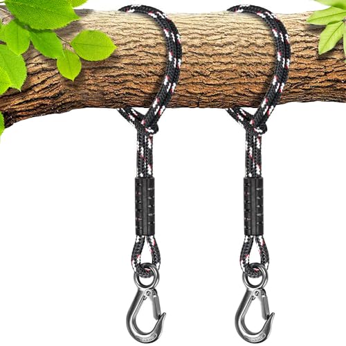 BeneLabel 2er Schaukel Befestigung Seil, 100cm Hängematte Aufhängung Gurt Baum Hängesessel Balkenbefestigung mit Haken für Indoor Outdoor Baumschaukel Nestschaukel, 1134kg/10mm Durchmesser, Schwarz von BeneLabel