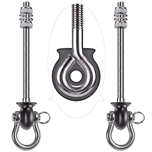 BeneLabel 2er Schaukelhaken, Hängematte Befestigung Holzbalken M8 Schwerlast Hängesessel Aufhängung Betondecke 245mm Edelstahl Drehbar Boxsack Deckenhalterung ösenhaken zum Schrauben, Bis 680kg von BeneLabel