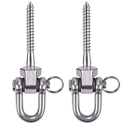 BeneLabel 2pcs Hängenden Schraube 12.5cm Hängematte Schaukel Aufhänger, Schwenk Edelstahl Montage Kit Set für Innen Außen Spielplatz Stuhl Yoga Seil Boxsack Sandsack, 1800lbs von BeneLabel