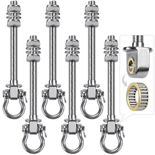 BeneLabel 6 Stücke Schaukel Aufhängung mit Lagern SUS304 Edelstahl Deckenhaken Halterung für Schaukel Hängesessel Haken 680kg Kapazität für Holzbalken, Ich-Balken, Hängematten Haken,Hängematte von BeneLabel