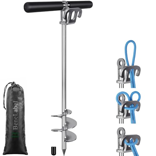 BeneLabel Anker Boot, Kajak Bootsanker 66cm SUP Kanus Strandanker Sandpflock zum Einschrauben Spiral Wind Spike für Schlauchboote Jetski Kleine Mittel Große Boote mit Aufbewahrungstasche von BeneLabel