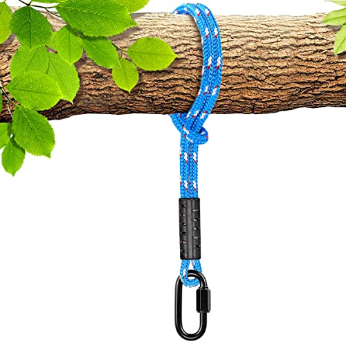 BeneLabel Schaukel Befestigung Seil, 1.2M Hängematte Baum Aufhängung Hängenden Riemen mit Karabiner Schnur für Outdoor-Baum Hängesessel Stuhl Spielplatz Set, 2500lbs, 10mm Durchmesser, Blau von BeneLabel