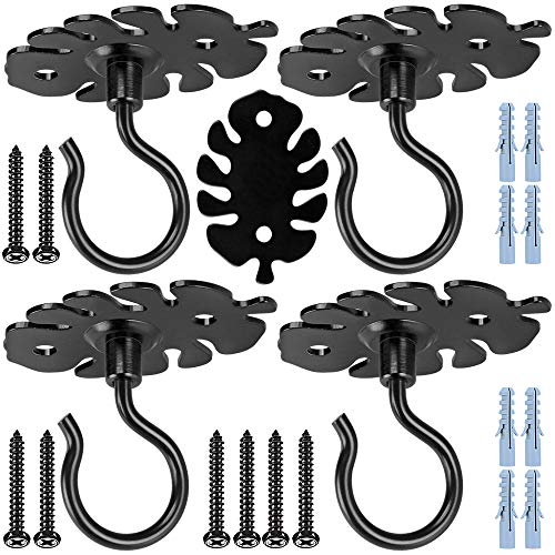BeneLabel Schraub Haken, Haken zum Schrauben, 4 Stück Haken zum Einschrauben Haken mit Gewinde, Edelstahl Schraubhaken Schwarz Schraubhaken Einschraubhaken für Blumenkörbe, Vogelhäuschen von BeneLabel
