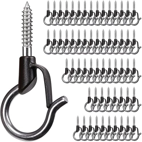 BeneLabel 60er Schraubhaken Lichterkette Hake Zum Einschrauben für Outdoor-Garten Hängende Pflanze, String Draht, Tassen, Küchenutensilien mit Sicherung, 4.8cm / 40lbs, Schwarz BeneLabel 60er Schraubhaken Lichterkette Hake Zum Einschrauben für Outdoor-Garten Hängende Pflanze, String Draht, Tassen, Küchenutensilien mit Sicherung, 4.8cm / 40lbs, Schwarz von BeneLabel