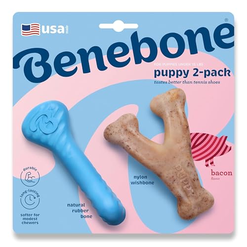 Benebone Puppy 2-Pack Rubber Bone/Wishbone Bacon Tiny Benebone Puppy 2-Pack Rubber Bone/Wishbone Bacon Tiny von Benebone