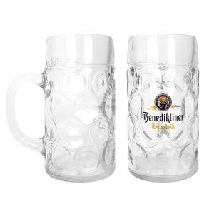 Benediktiner Weissbrau Krug Bierglas Glas Gläser Set - 2x Krüge 1l geeicht von Benediktiner-Benediktiner