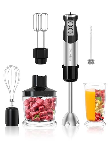 Benefast Elektrische Stabmixer 6 in 1 Stainless Steel Pürierstab Set, 1000W Stark Leistung, 12 Geschwindigkeiten & Turbo-Taste Blender für die Zubereitung von Salaten, Suppen und Teig Benefast Elektrische Stabmixer 6 in 1 Stainless Steel Pürierstab Set, 1000W Stark Leistung, 12 Geschwindigkeiten & Turbo-Taste Blender für die Zubereitung von Salaten, Suppen und Teig von Benefast