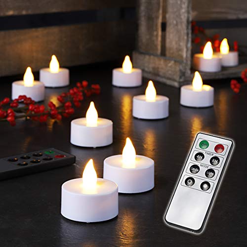 Benelando 10x LED Teelichter Fernbedienung Timer dimmbar Teelicht Kerzen Kerze flammenlos von Benelando