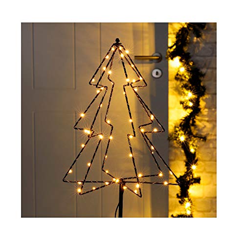 LED Gartenstecker Tannenbaum Timer Weihnachtsbaum Lichterkette Erdspieß Deko von Benelando