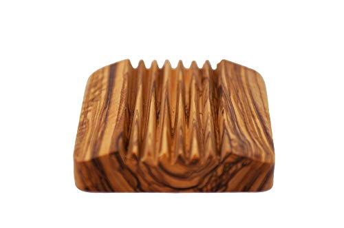 Seifenschale Seifenhalter Seifenablage Eckig Rustikal aus Olivenholz Dekorativ fürs Bad ca. 9 x 9 cm von Benera