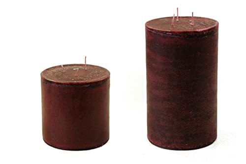 Mehrdochtkerze 3 Docht Kerze XXL Groß Riesen Stumpenkerze Adventskerzen Alt Rot in 2 Größen mit 15 cm Durchmesser Made in Germany Bis zu 160 Stunden Brenndauer (15x15 CM) von Benera