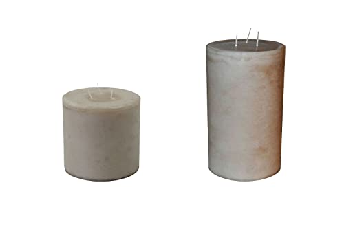 Mehrdochtkerze 3 Docht Kerze XXL Groß Riesen Stumpenkerze Adventskerzen Sand Farben Sahara in 2 Größen mit 15 cm Durchmesser Made in Germany Bis zu 160 Stunden Brenndauer (15x15 CM) von Benera