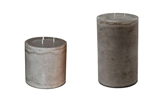 Mehrdochtkerze Stumpenkerze 3 Docht Kerze XXL Groß Riesen Adventskerzen Stein Grau in 2 Größen mit 15 cm Durchmesser Made in Germany (25x15 CM) von Benera
