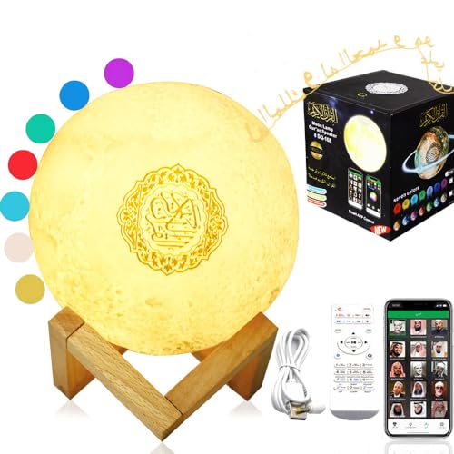 3D Mond lampe Muslim Wireless Bluetooth Lautsprecher Smart Touch Quran Mondlicht Nachtlicht 7 Farben LED Mondlampe mit Fernbedienung (3D Mond lampe) von Benessit