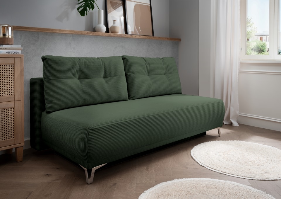 Benformato Ari Sofa mit Schlaffunktion und Bettkasten in Breitcord – Verfügbar in Beige, Silber, Moosgrün Benformato Ari Sofa mit Schlaffunktion und Bettkasten in Breitcord – Verfügbar in Beige, Silber, Moosgrün von Benformato