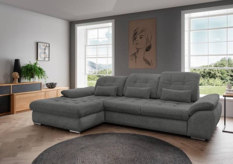 Benformato Sofa Rigatti: Komfortables Mikrofaser-Sofa mit Sitztiefenverstellung, verstellbaren Kopfstützen und Schlaffunktion - In zwei Farben wählbar von Benformato