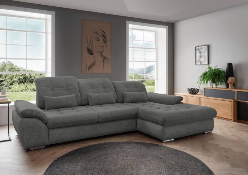 Benformato Sofa Rigatti: Komfortables Mikrofaser-Sofa mit Sitztiefenverstellung, verstellbaren Kopfstützen und Schlaffunktion - In zwei Farben wählbar von Benformato